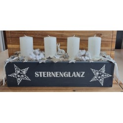 Adventsgesteck grau/weiss