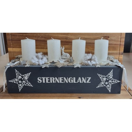 Adventsgesteck grau/weiss