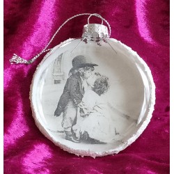 Glaskugel flach Nostalgie "Mädchen und Junge"