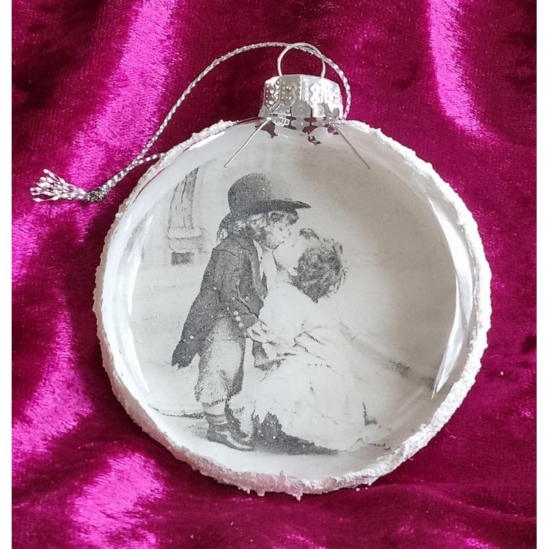 Glaskugel flach Nostalgie "Mädchen und Junge"