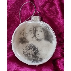 Glaskugel flach Nostalgie "Zwei Mädchen"