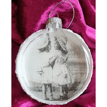 Glaskugel flach Nostalgie "Zwei Mädchen von Hinten"