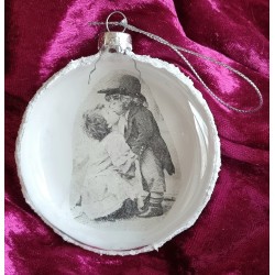 Glaskugel flach Nostalgie "Mädchen/Junge/Kuss"