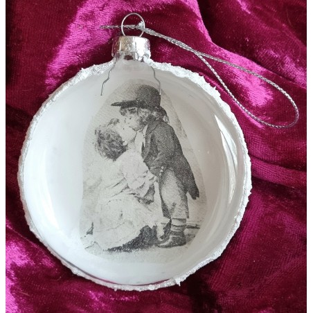 Glaskugel flach Nostalgie "Mädchen/Junge/Kuss"