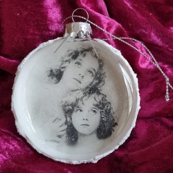 Glaskugel flach Nostalgie "Zwei Mädchen"