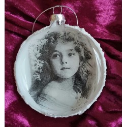 Glaskugel flach Nostalgie "Mädchen mit langen Haaren"