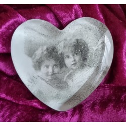 Glas Herz Nostalgie  "Zwei Engelmädchen"
