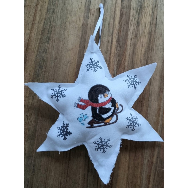 Stoff Stern zum Aufhängen " Pinguin "