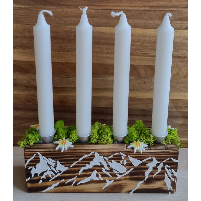 Adventsgesteck Alpenfeeling weiss