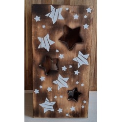 Holz Laterne Sterne geflammt