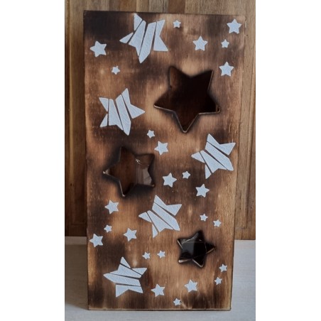 Holz Laterne Sterne geflammt