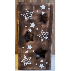 Holz Laterne Sterne geflammt