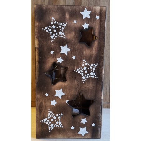 Holz Laterne Sterne geflammt