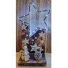 Holz Gestell mit Led Stern und Engel geflammt