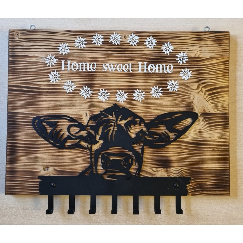 Garderobe Kuhkopf/Home sweet Home geflammt