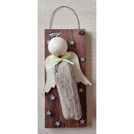 Schild Schwemmholz Engel Masche gelb