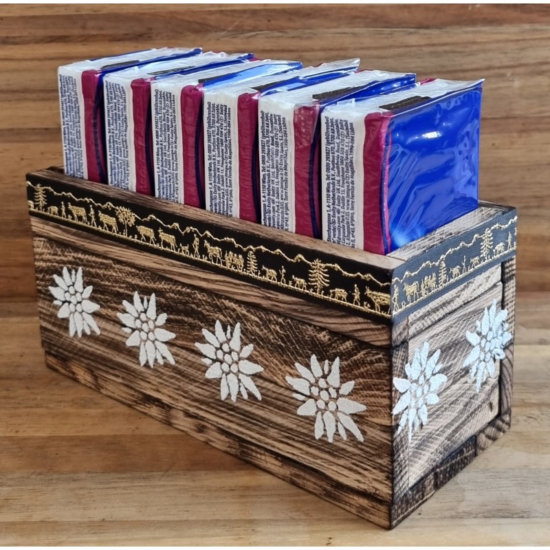 Taschentuch Böxli geflammt "Edelweiss/schwarz"