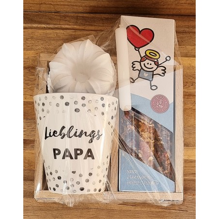 Tee Set " Lieblings Papa " Band blau kariert