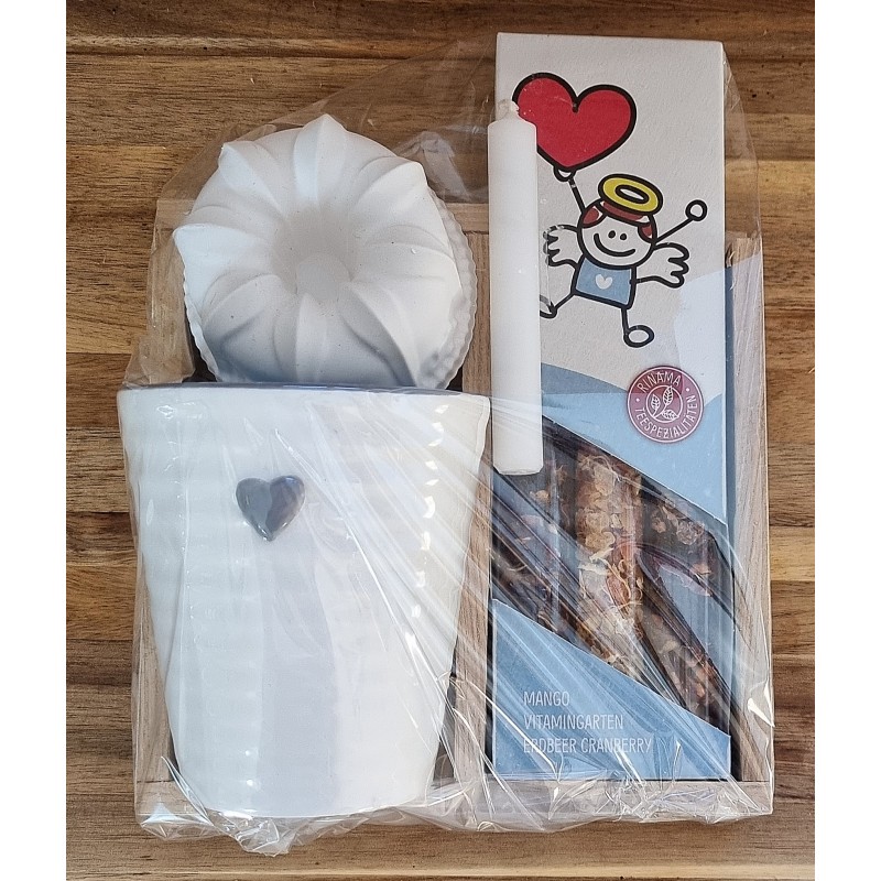 Tee Set " Herz" Band Schmetterlinge/creme