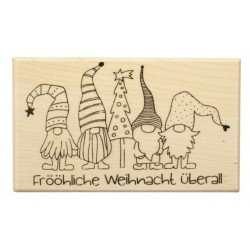 Holz Stempel Wichtel  " Frööhliche Weihnacht überall "