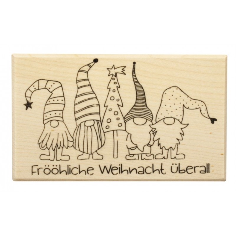 Holz Stempel Wichtel  " Frööhliche Weihnacht überall "