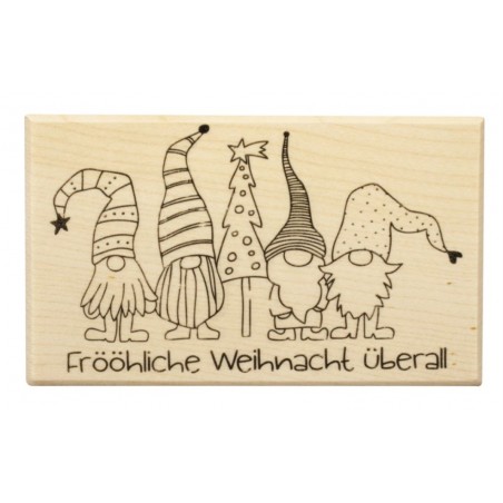 Holz Stempel Wichtel  " Frööhliche Weihnacht überall "