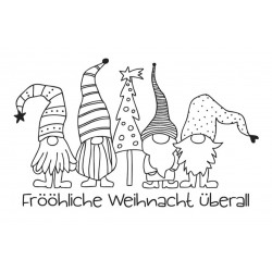 Holz Stempel Wichtel  " Frööhliche Weihnacht überall "