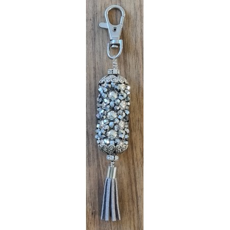 Handgefädelter Schlüsselanhänger silber/silber