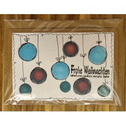 Karte " Weihnachtskugeln " türkis/bordeaux