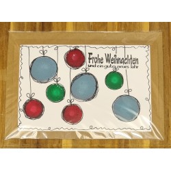 Karte " Weihnachtskugeln " rot/blau/grün