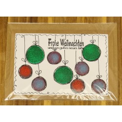 Karte " Weihnachtskugeln " rot/blau/grün