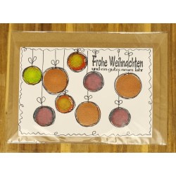 Karte " Weihnachtskugeln " bronze/mauve/grün