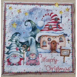 Serviette Wichtelpaar "Merry Christmas"