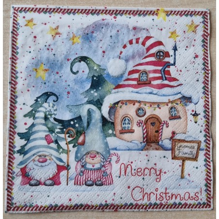 Serviette Wichtelpaar "Merry Christmas"