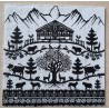 Serviette Scherenschnitt Berge/Hütte/Kühe