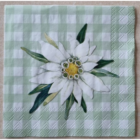 Serviette Edelweiss/Karo hellgrün