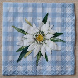 Serviette Edelweiss/Karo hellblau