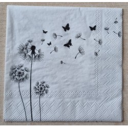 Serviette Pusteblume schwarz/weiss
