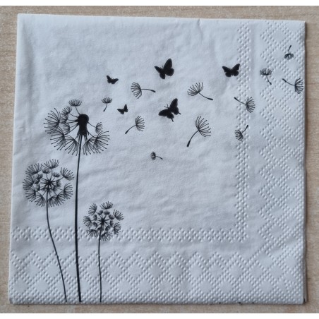 Serviette Pusteblume schwarz/weiss