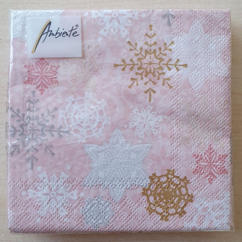 Servietten Schneeflocken rosa