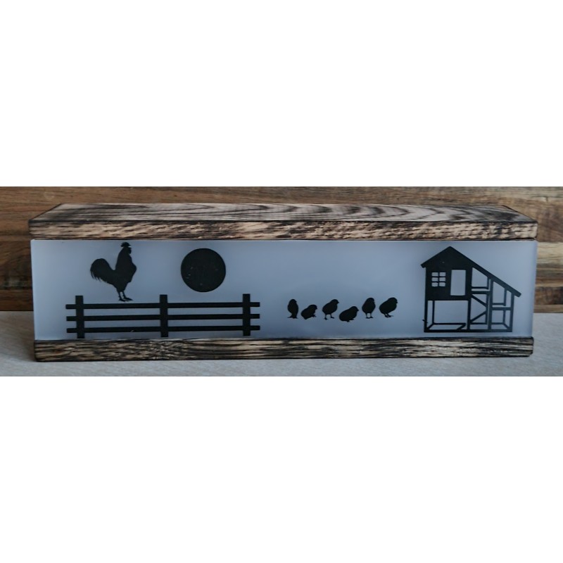 Led Lichterbalken " Krähender Hahn/Stall " geflammt