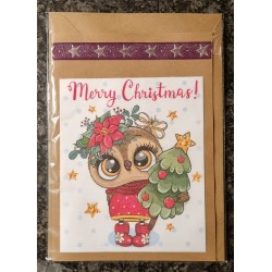 Karte " Eule  " Merry Christmas