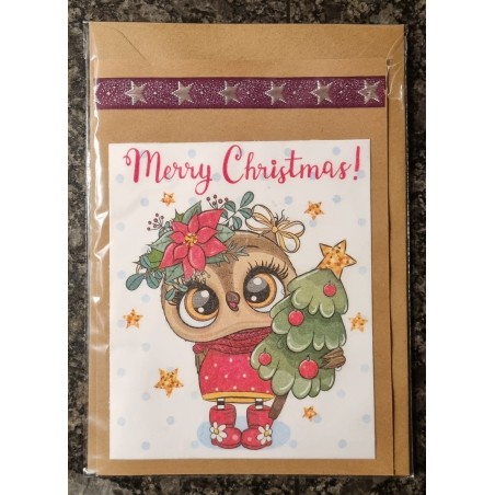 Karte " Eule  " Merry Christmas