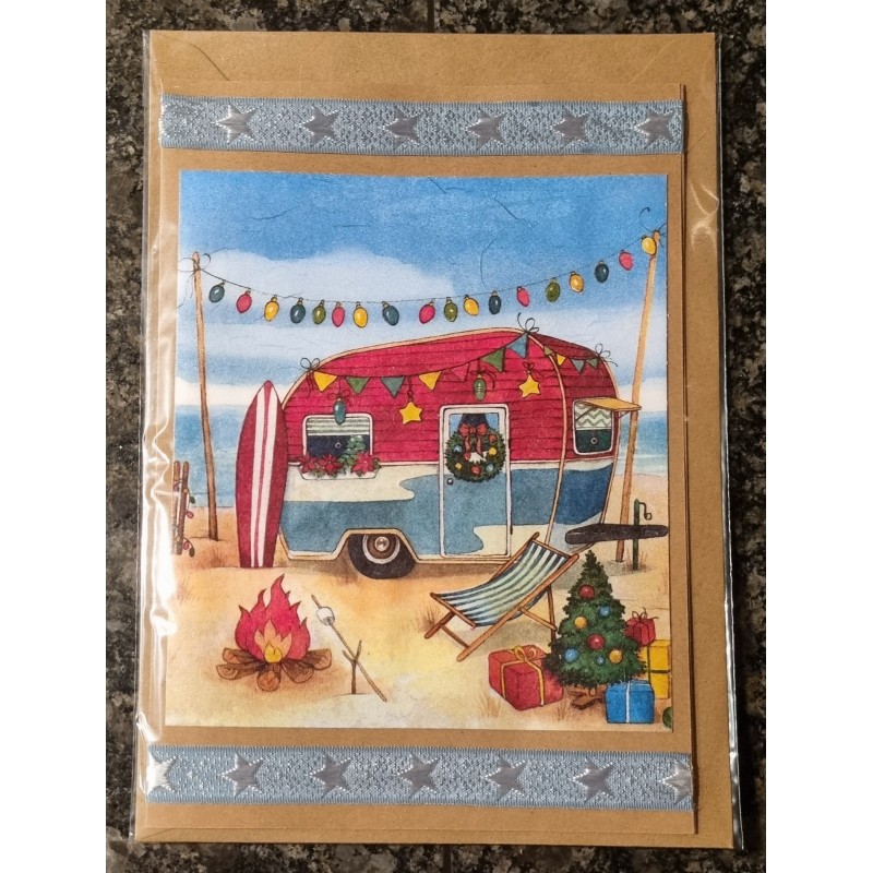Karte  " Wohnwagen/Weihnachtsbaum "