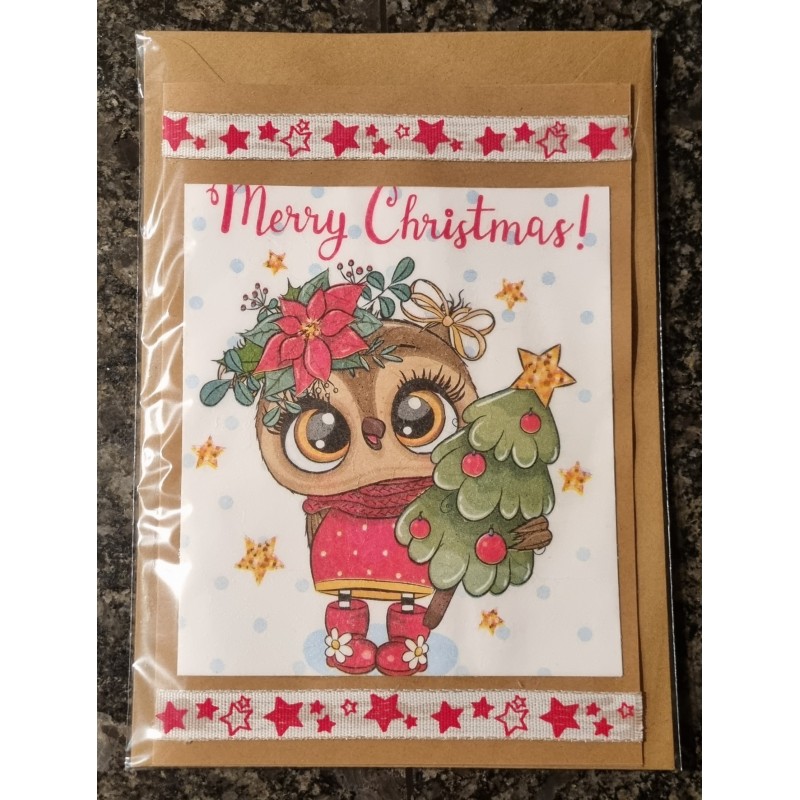 Karte  " Eule " Merry Christmas