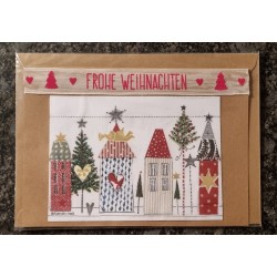 Karte  " Häuser  " Frohe Weihnachten