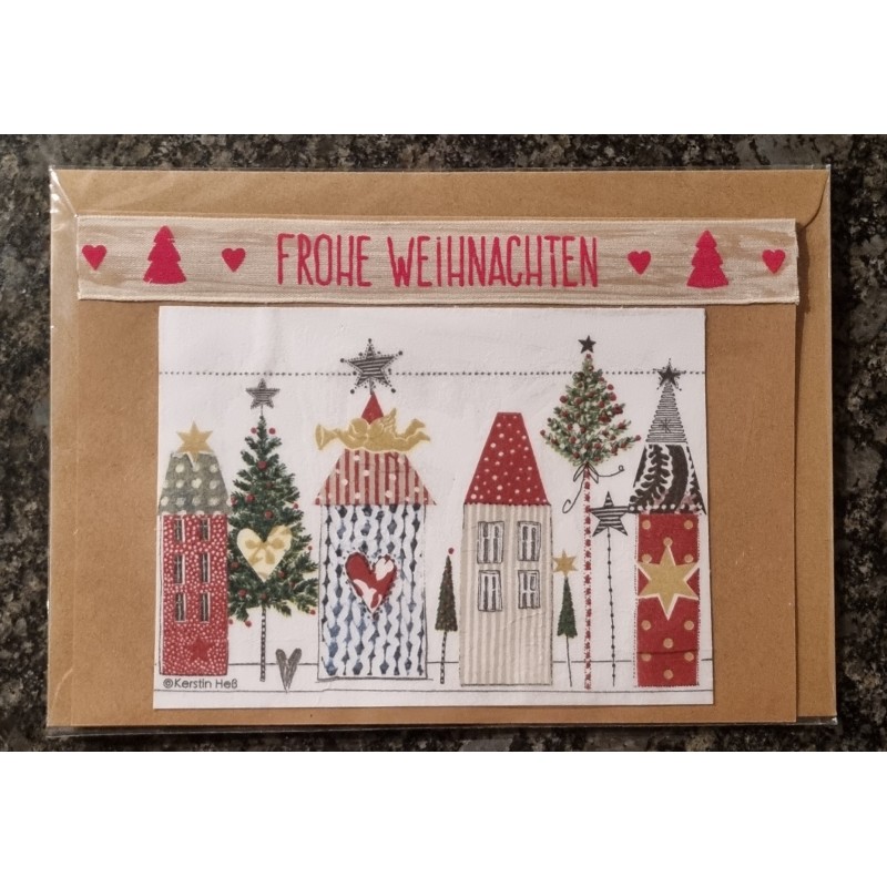 Karte  " Häuser  " Frohe Weihnachten
