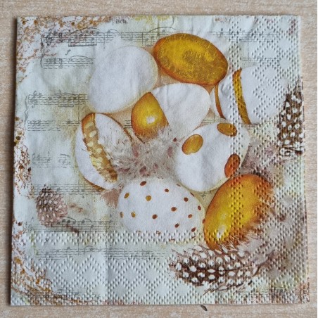 Serviette Eier weiss/goldig