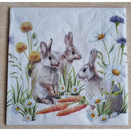 Serviette Drei Kaninchen/Karotte