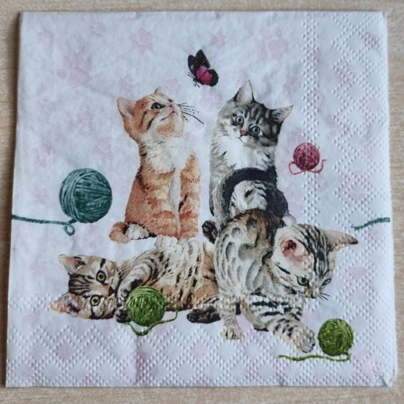 Serviette Vier Katzen